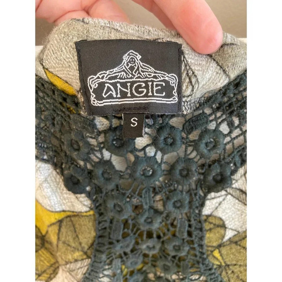 Angie Printed Fall Boho Sweater Dress with Crochet Neckline Size Small - Picture 6 of 11